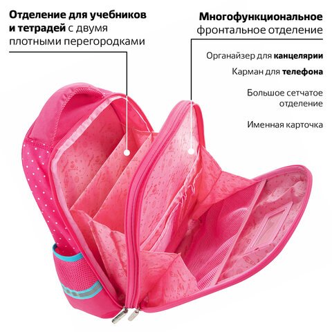 Ранец ЮНЛАНДИЯ LIGHT, 2 отделения, «Pretty mouse», 3D панель, 38×29х16 см
