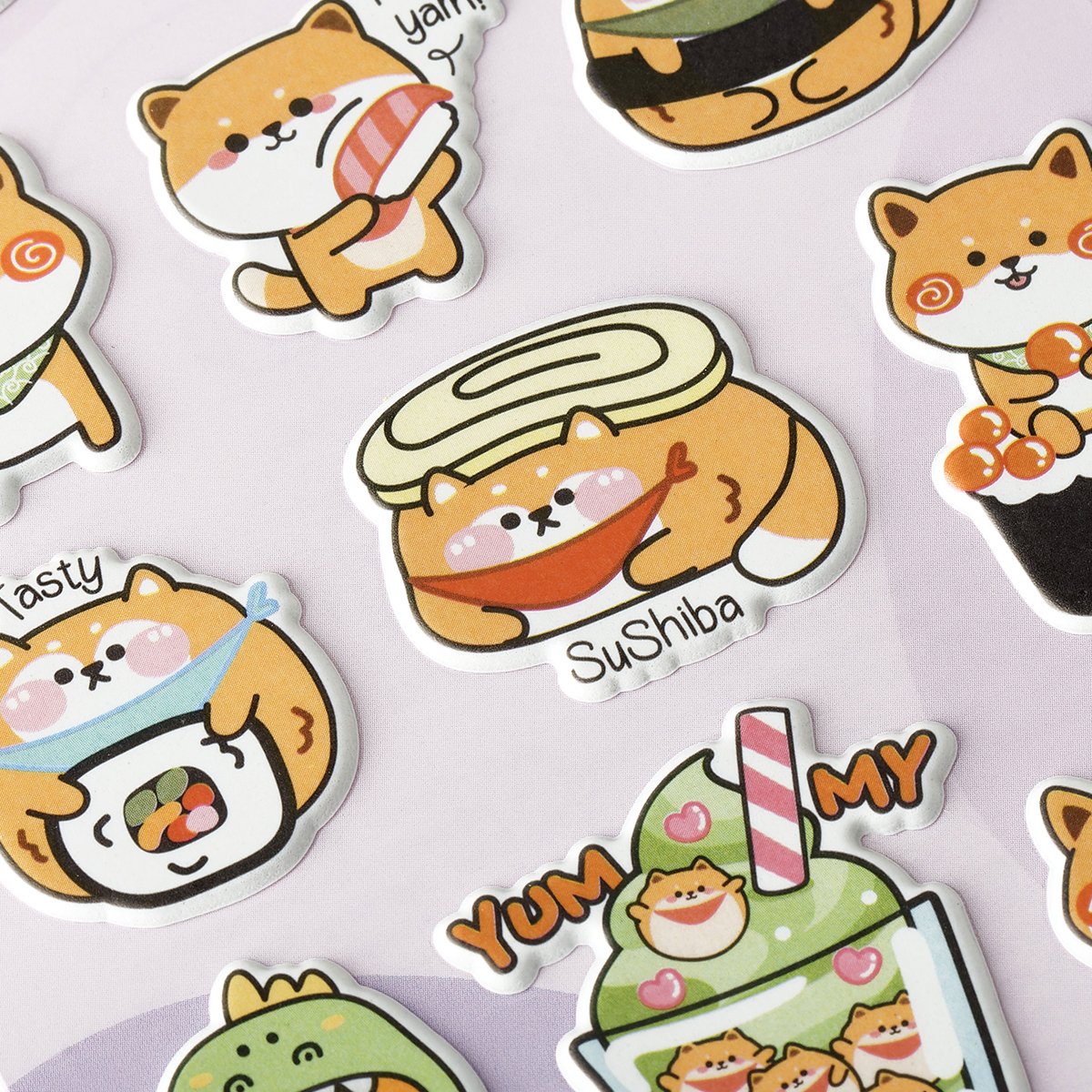 Наклейки объемные MESHU «Shiba Inu, », 10×23см, пакет европодвес