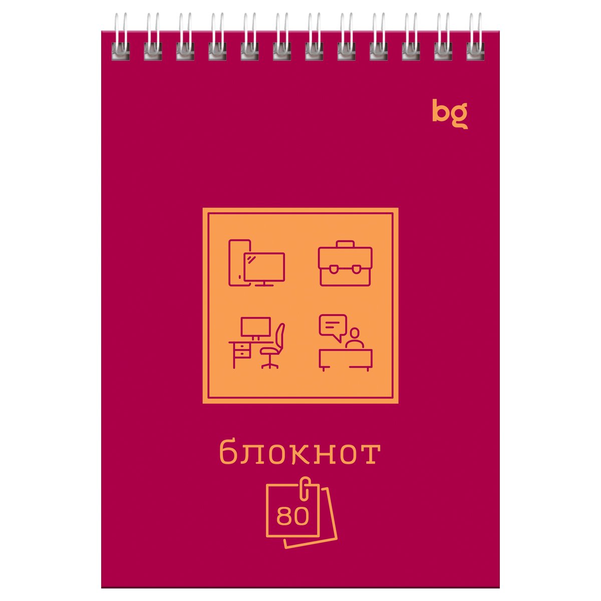 Блокнот А6 80л. на гребне BG «Моноколор с удобством»