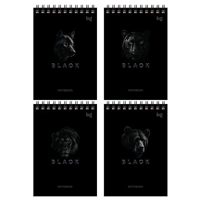 Блокнот А6 60л. на гребне BG «Just black»