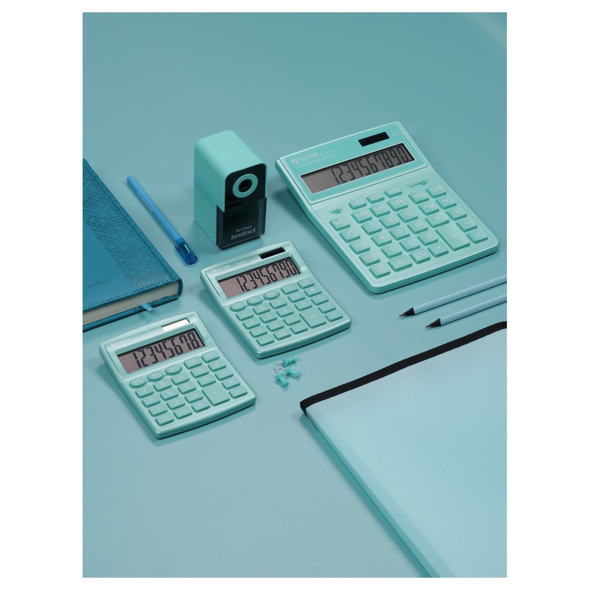 Калькулятор настольный Eleven SDC-805NR-GN, 8 разр., двойное питание, 127×105×21мм, бирюзовый