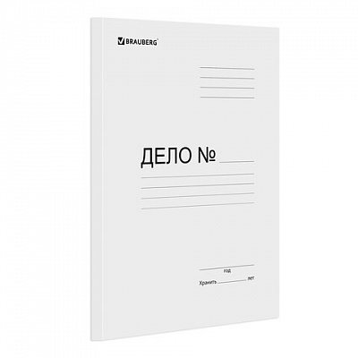 Скоросшиватель картонный BRAUBERG, гарантированная плотность 300 г/м2, белый, до 200 листов
