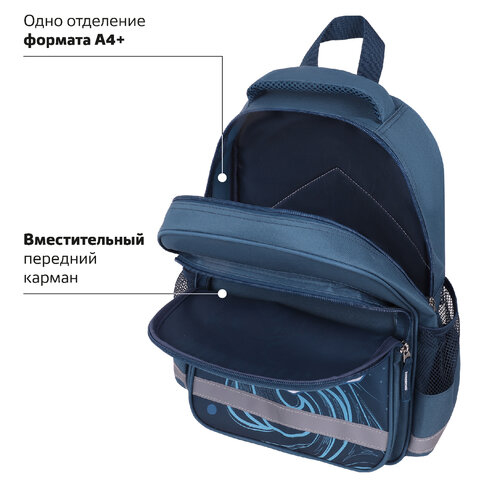 Рюкзак ПИФАГОР SCHOOL, 1 отделение, 3 кармана, «Shark attack», 38×28×14 см