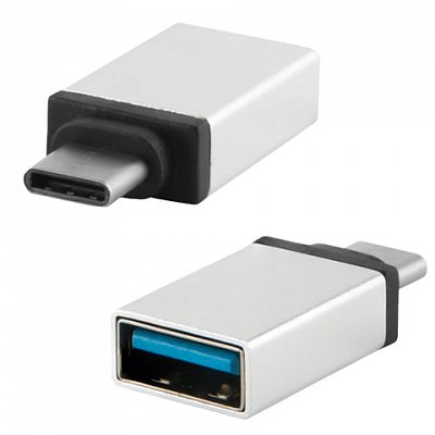 Переходник USB-TypeC RED LINE, F-M, для подключения портативных устройств, OTG, серый