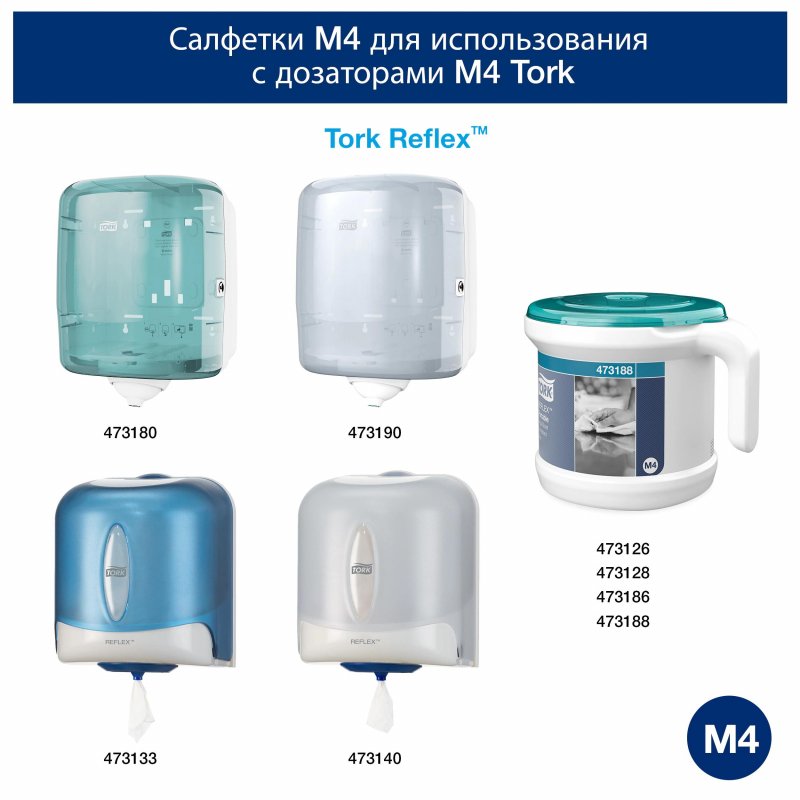 Полотенца бумажные в рулонах с центральной вытяжкой Tork Reflex М4 1-слойные 6 рулонов по 114 метров (артикул производителя 473412)
