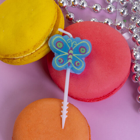 Свечи фигурные для торта на шпажках «Совы и бабочки», 5 шт., 2.5×3/2.5×2.5 см, ЗОЛОТАЯ СКАЗКА