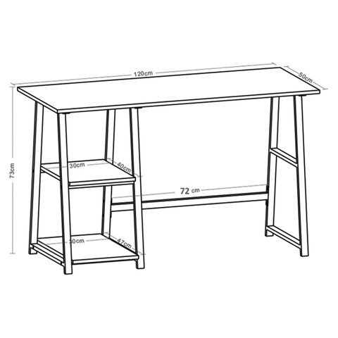 Стол на металлокаркасе BRABIX «LOFT CD-006», 1200×500х730 мм, 2 полки, цвет дуб антик