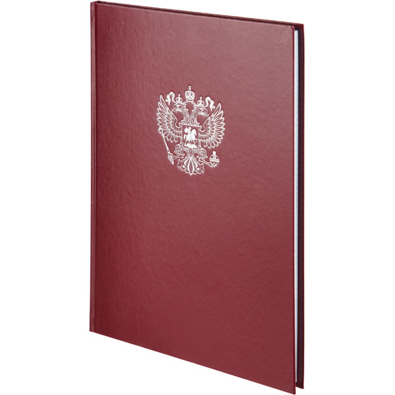 Книга учета Герб А4 96л в клетку блок офсет. бумвинил бордовый