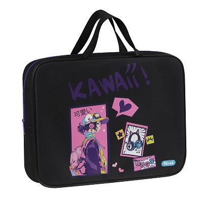 Папка текстильная с ручками 1 отделение, А4 Först «Kawaii», 350×265×80мм, текстиль, на молнии
