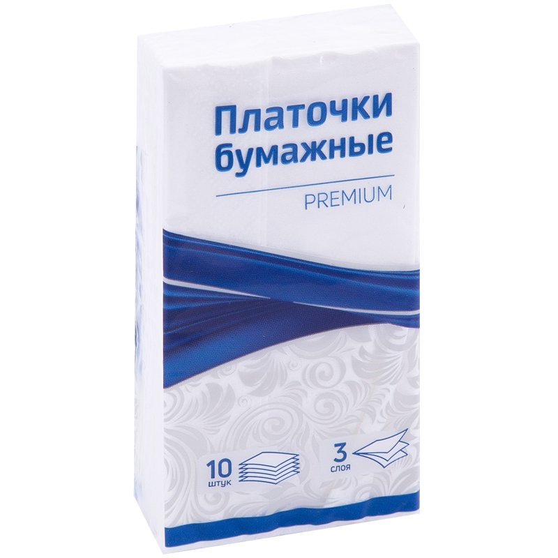 Платки бумажные носовые OfficeClean «Premium», 3-слойные, 18×20см, белые, 10 пачек по 10шт. 