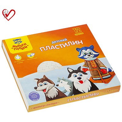 Пластилин Мульти-Пульти «Енот на Аляске», 12 цветов, 180г, со стеком, картон