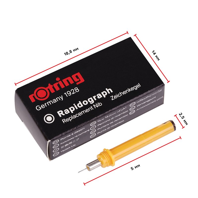 Пишущий элемент для рапидографа Rotring 0.2 мм, картон. упак. 