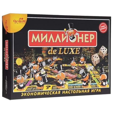 превью Игра настольная «Миллионер de LUXE», игровое поле, карточки, банкноты, жетоны, ORIGAMI, 01828
