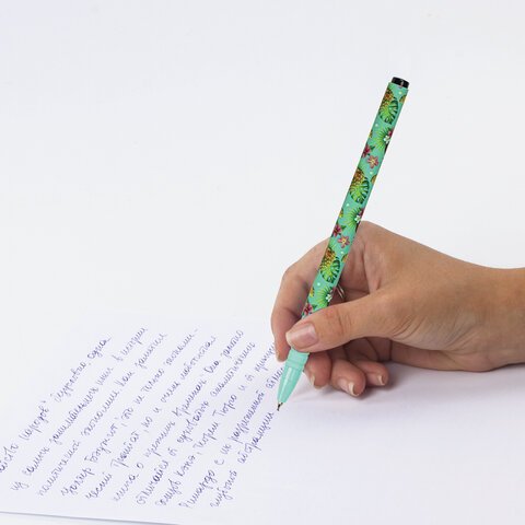 Ручка шариковая BRAUBERG SOFT TOUCH GRIP «PINEAPPLE», СИНЯЯ, мягкое покрытие, узел 0.7 мм
