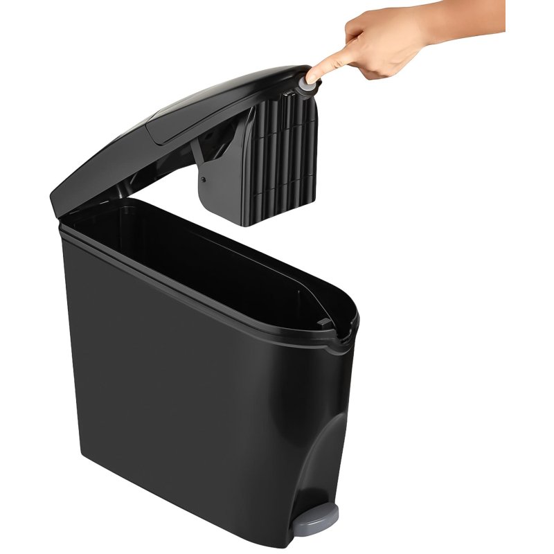 Ведро мусорное с педалью Luscan Slim 20 л, черное, пластик