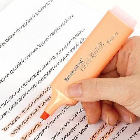 Текстовыделитель BRAUBERG «ORIGINAL PASTEL», ПЕРСИКОВЫЙ, линия 1-5 мм