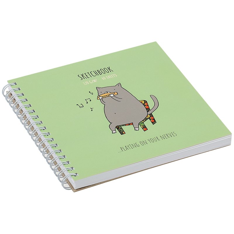 Скетчбук 60л. 150×150 на гребне MESHU «Harmonicat», 120 г/м2