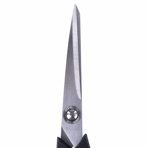 Ножницы BRAUBERG «Soft Grip», 190 мм, рез. вставки, серо-зеленые, 3-х сторон. заточка, карт. уп. с подвес.