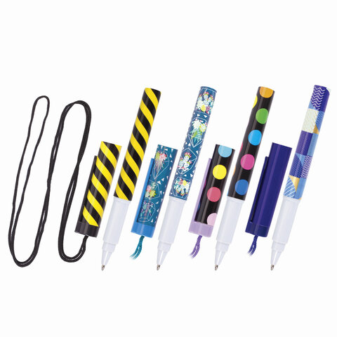 превью Ручка шариковая на шнурке BRAUBERG «Funny motions», , толщина письма 0.7 мм, синяя