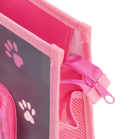 Папка на молнии с ручками BRAUBERG KIDS А4, 1 отделение, дополнительные карманы, пластик, «Кот-мурлыка»