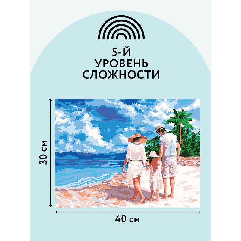 Картина по номерам на картоне ТРИ СОВЫ «Отпуск на море», 30×40, с акриловыми красками и кистями