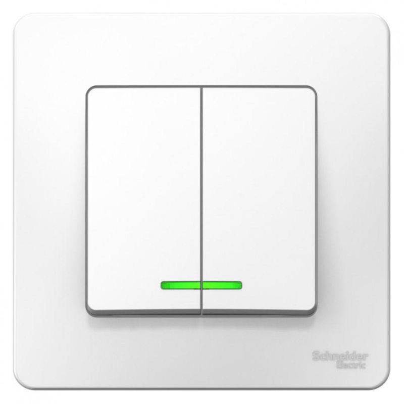 Выключатель 2-клав. с подсв. 10А SE Blanca Белый (BLNVS010511)