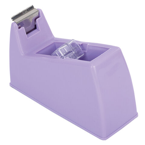 Диспенсер для клейкой ленты шириной до 26 мм, ЛАВАНДОВЫЙ (лента в подарок! ), утяжеленный большой, BRAUBERG