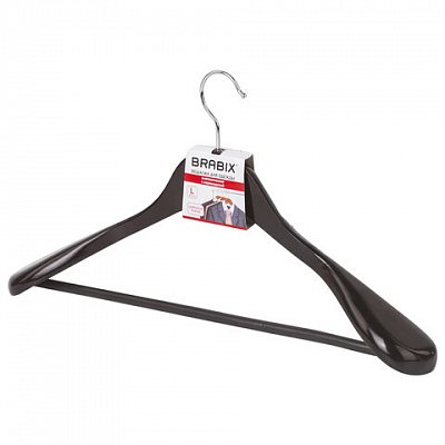 Вешалка-плечики, размер 48-50, деревянная, анатомическая, перекладина, цвет шоколад, BRABIX «Люкс»