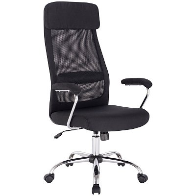 Кресло для руководителя Easy Chair 591 TC черное (сетка/ткань/хромированный металл)