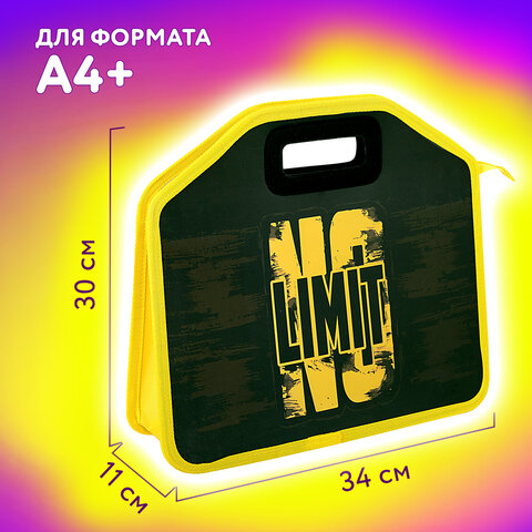 Папка-сумка ЮНЛАНДИЯ, 1 отделение, фетровые ручки, 34×30х11 см, No limit