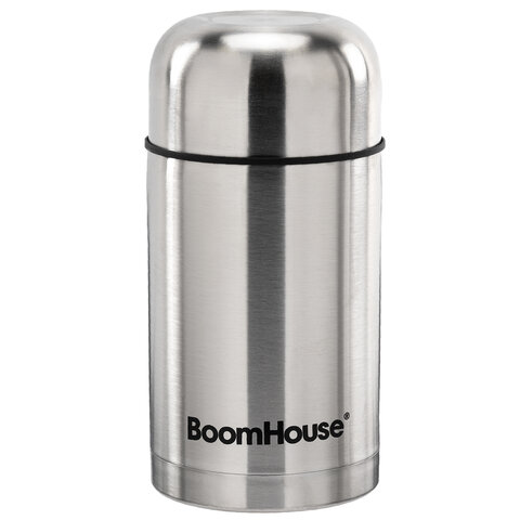 Термос 0.8 л для еды/напитков с широким горлом, BOOMHOUSE (БУМХАУС) WIDE, нержавеющая сталь SUS304, серебристый
