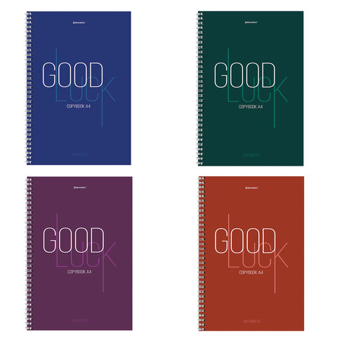 превью Тетрадь А4, 120 л., BRAUBERG, гребень, клетка, обложка твердая, «Good Luck»