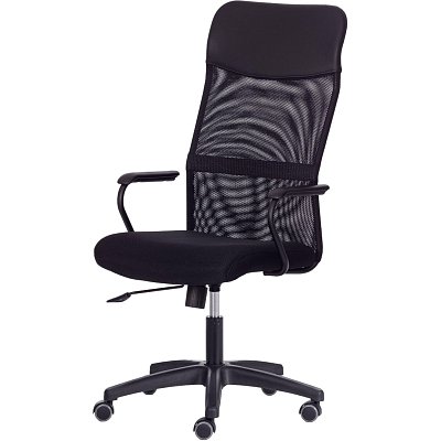 Кресло UT_Easy Chair 618 сетка/кож. зам, черный, 36-6/W-11