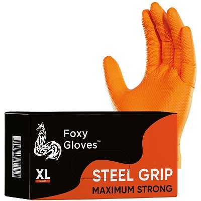 Перчатки одноразовые нитрил Steel Grip цв. оранжевый (50 пар/уп)р. XL, ПС