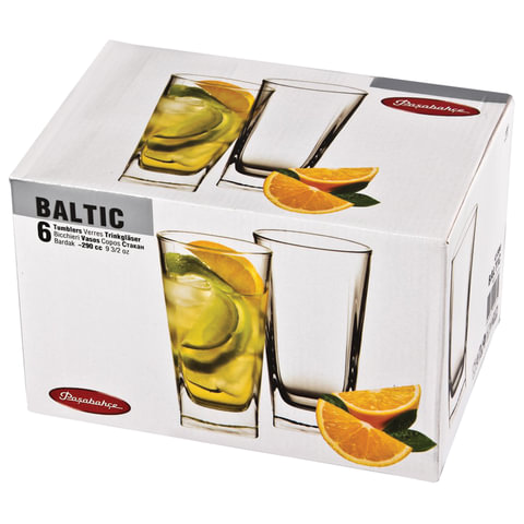 Набор стаканов, 6 шт., объем 290 мл, высокие, стекло, «Baltic», PASABAHCE