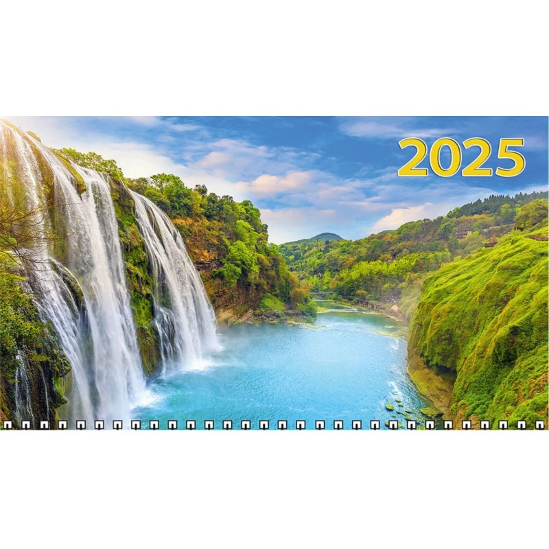 Календарь настен 3-х бл,2025, Водопад, офс,195×465, КМ01-25