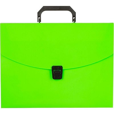 Папка-портфель пластиковая Attache Neon А4 зеленая (335×230 мм, 1 отделение)