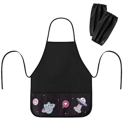 Накидка фартук с нарукавниками для труда BRAUBERG, 3 кармана, 46×54 см, «Space sweets»