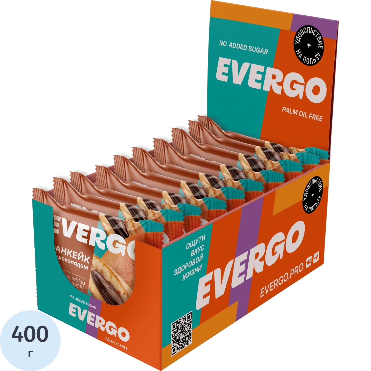 превью Печенье Панкейк EVERGO с шоколадной начинкой из какао 40гx10шт/уп (400г)