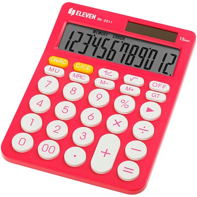 Калькулятор настольный Eleven RK-2311-PK, 12 разрядов, двойное питание, 143×192×26мм, розовый