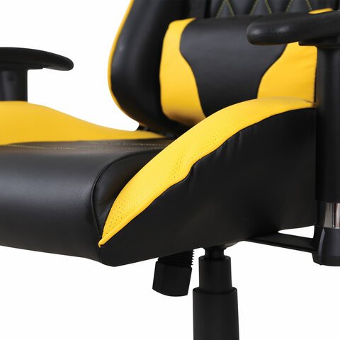 Кресло компьютерное BRABIX «GT Master GM-110», две подушки, экокожа, черное/желтое, 531927
