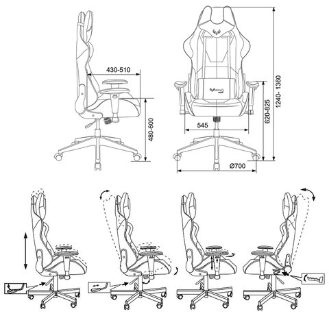 Кресло компьютерное Zombie VIKING 5 AERO, 2 подушки, экокожа, черное/красное