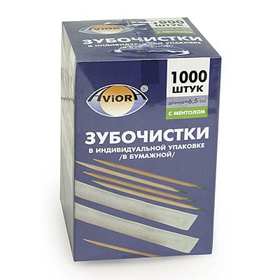 Зубочистки бамбуковые с ментолом Aviora 1000 штук в бумажных упаковках