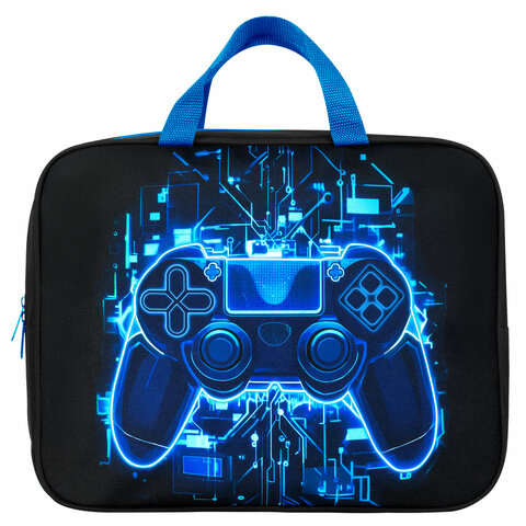 Папка на молнии с ручками BRAUBERG KIDS А4, 1 отделение, полиэстер, 80 мм, Digital gamepad
