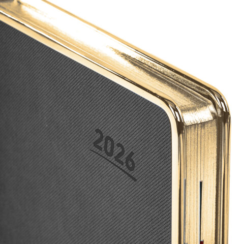 Ежедневник датированный 2026 А5 148×218 мм, GALANT «Infinity Gold», под кожу, серый