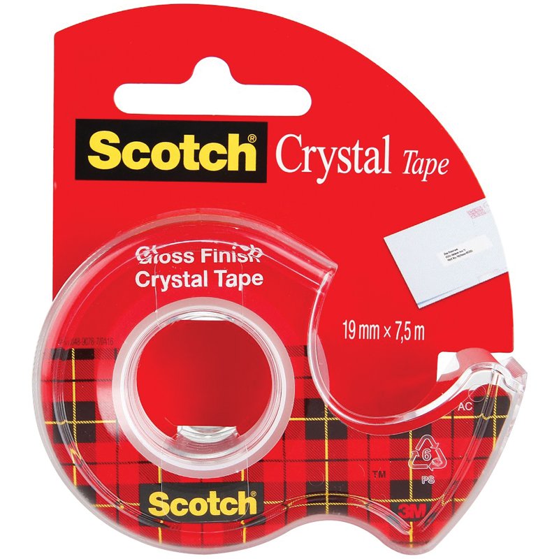 Клейкая лента 3M Scotch Cristal 6-1975D (19ммх7,5м, прозрачная)