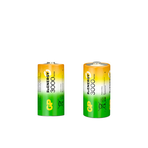Батарейки аккумуляторные GP ReEnergy Ni-Mh КОМПЛЕКТ 2 шт., С (HR14), 3000 mAhB2