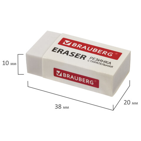 Ластик BRAUBERG «Simple», 38×20×10 мм, бумажный рукав, термопластичная резина, 228073