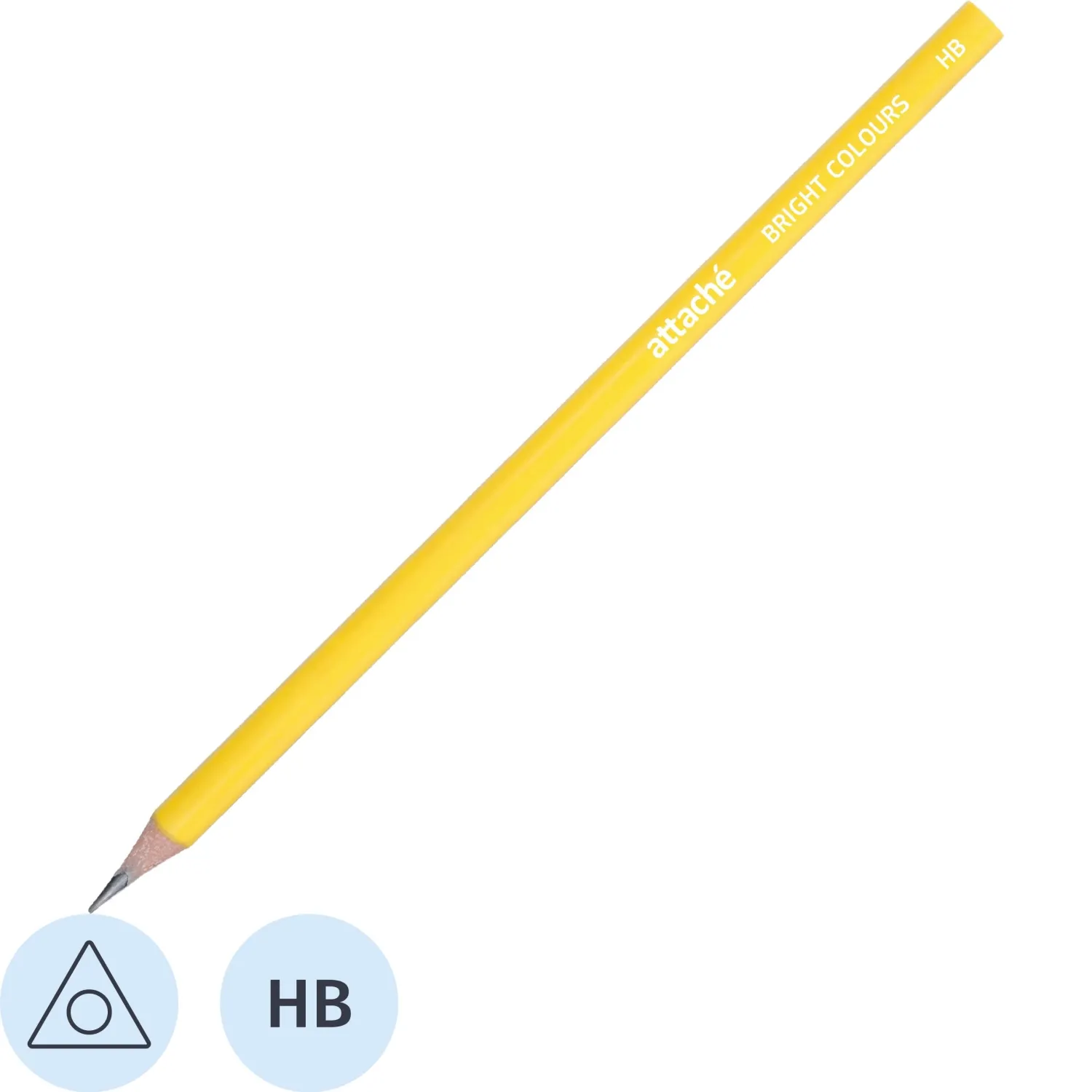 Карандаш чернографитный HB Attache Bright Colors заточенный трехгранный жёлтый корпус