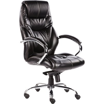 Кресло для руководителя Easy Chair 535 MPU черное (искусственная кожа, хромированный металл)
